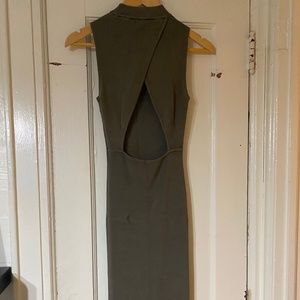 Mock Neck  Split Back Bodycon Dress